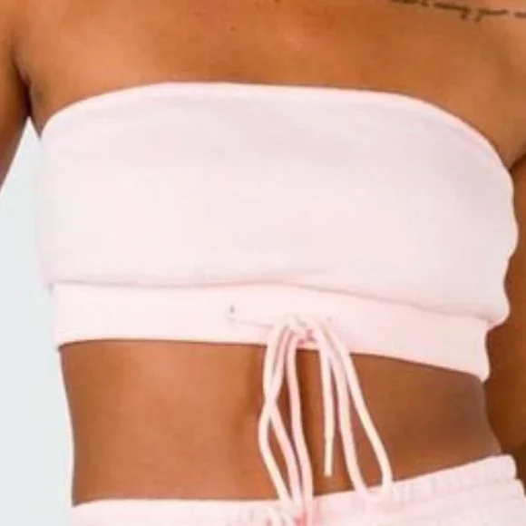 Princess Polly Pink Drawstring Strapless Bandeau Crop Top - Picture 5 of 5